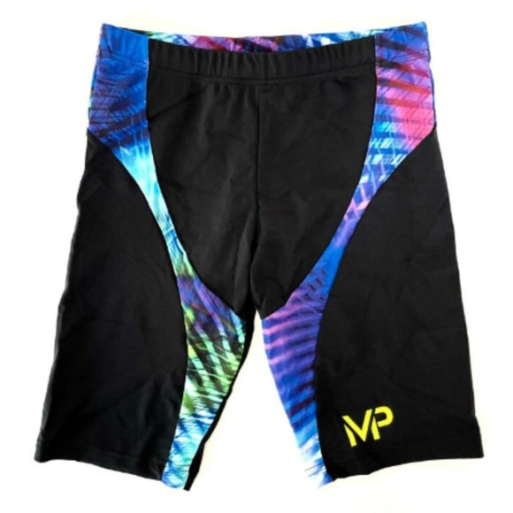 NWT Michael Phelps MP Florida Jammer Bright Aqua Mens Swimsuit Size 30 Waist - Picture 1 of 4